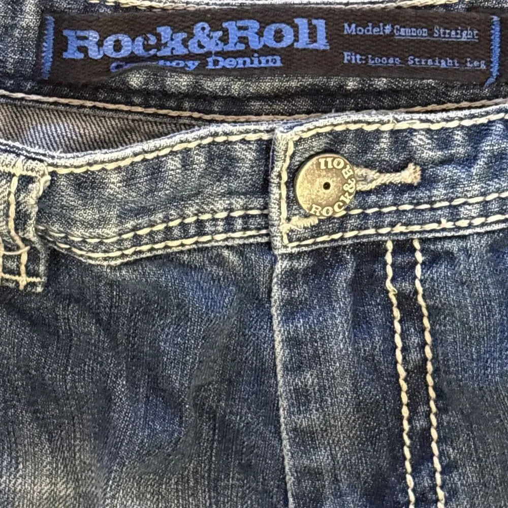 Rock and Roll Cowboy Mens Jeans 36 x 32 Cannon Loose Straight Leg